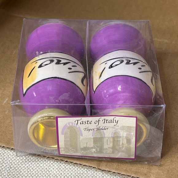 Pacific Island Creations Taste of Italy Vino! Purple Taper Candle Holders Set - Picture 5 of 5